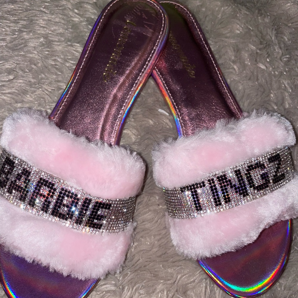 New bling pink sandals size 6